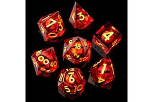 YEMEKO Beholder'S Eye DND Dice- Dragon Eye Liquid Core Sharp Edge Handmade Dice Set for Dungeons and Dragons Ttrpg, Multi-Sided RPG Polyhedral Resin Roleplaying（red Dargon Eye）