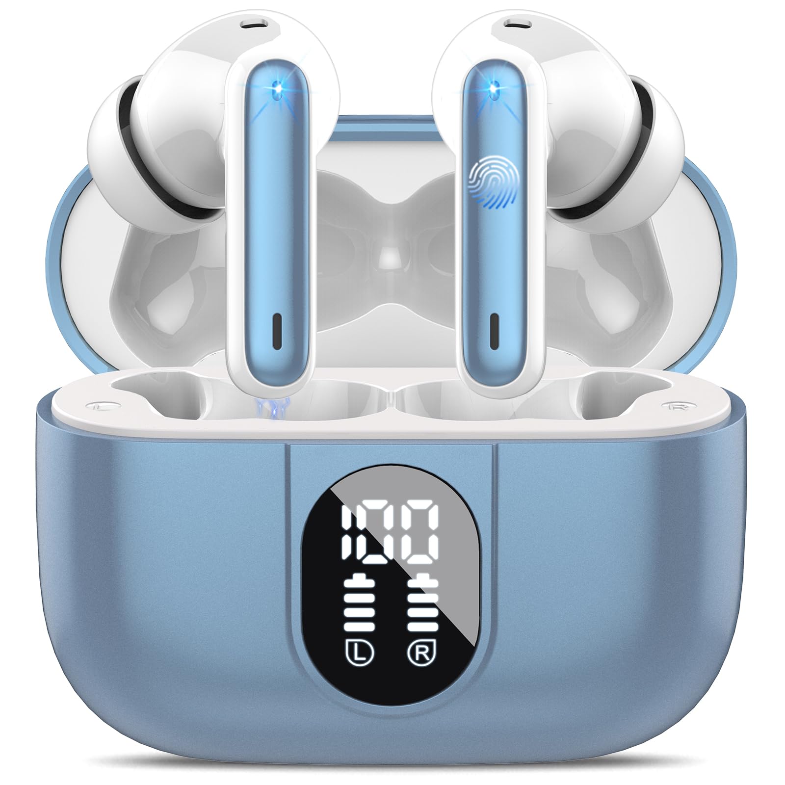 Photo 1 of Ai Translation Earbuds Real Time, Simultaneous Interpretation Translator Earbuds with 6 Translation Modes/164 Languages, No Subscription Translatior Headphones, Light Blue