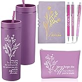 Funnymoom 6 Pcs Valentines Office Coworkers Appreciation Gift Set for Lady Women Thank You Gift Bulk for Employees 16 oz Plastic Tumbler Makeup Bag Journal Pens for Staff, Team, Teacher, Nurse