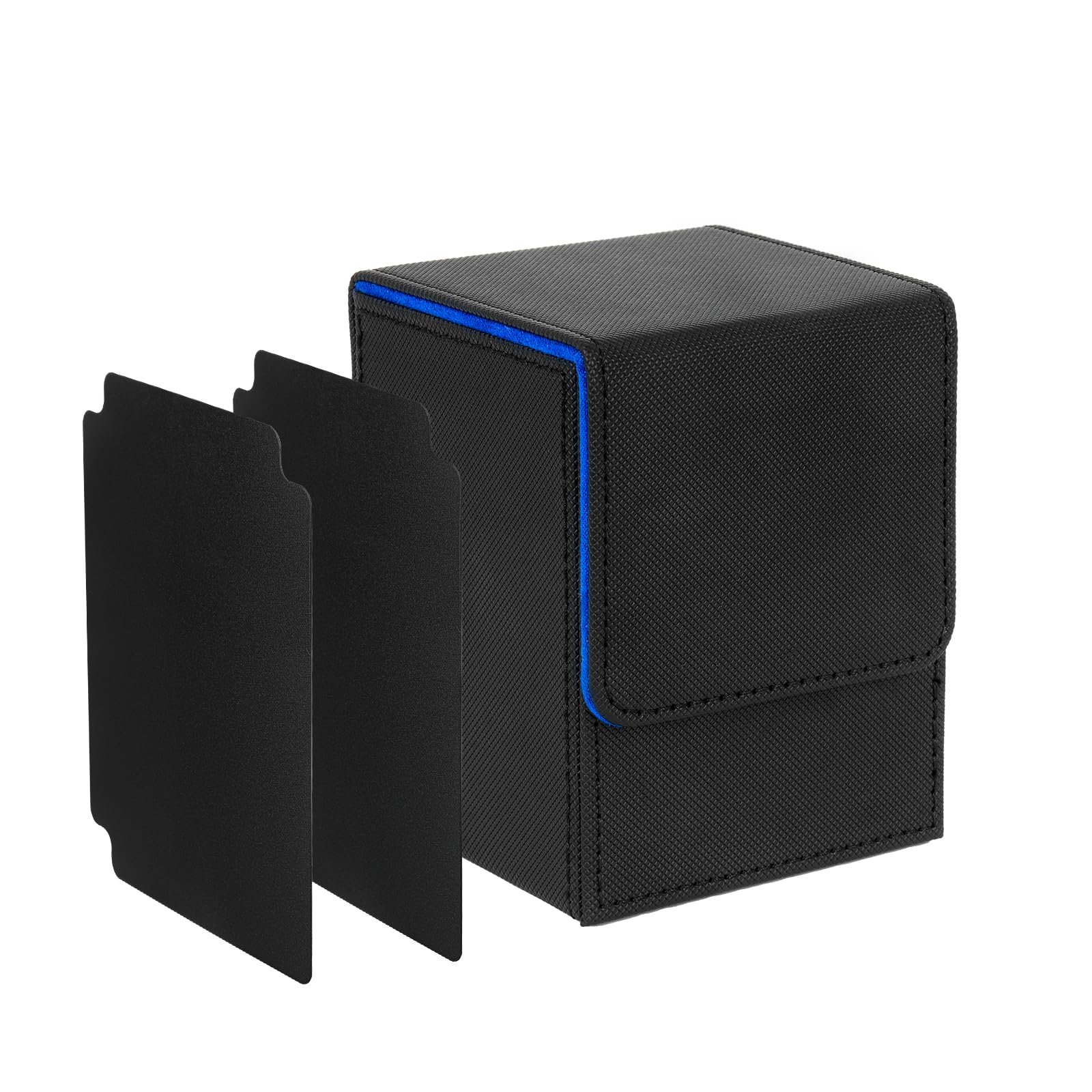 Deck Box for MTG Cards, Card Storage Box Fits 100+ Single Sleeved Cards, PU Leather Card Game Deck Storage Box,Card Deck Case for MTG/TCG/Yugioh/Magic/Commander/Trading Card Games(Black＆Blue)