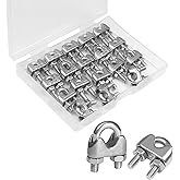 Yinpecly 20 Pack 1/8 Inches M3 Stainless Steel Wire Rope Cable Clip Clamp, U Bolt Saddle Fastener