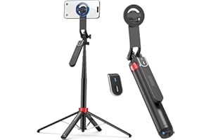 PlusAcc 69" Magnetic Selfie Stick Tripod for iPhone - Foldable Phone Tripod for MagSafe with Remote, 360° Rotatable Travel Tr