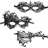 TFTSR Masquerade Masks for Women Couples,Men Mardi Gras Mask,Girls Black Gold Lace Costume,Adult Venetian Party Dress