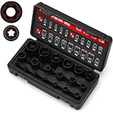 CASOMAN 19PCS External Torx Plus Socket Set, 6 &amp; 5 Point EP Sockets EP4-EP32 with 1/2'', 3/8'' &amp; 1/4'' Dr. EP8.8 Compatible with Tesla, Cr-V Steel
