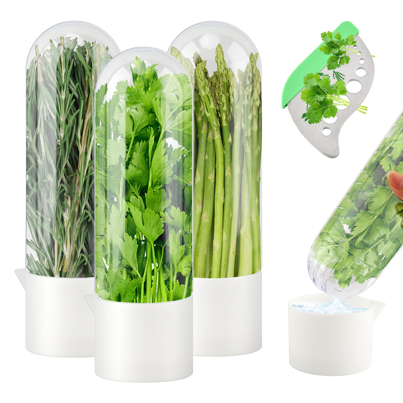 Photo 1 of *PARTIAL SET - See Clerk Notes*
Yuanfenron  Keeper for Refrigerator with Herb Peeler - Herbs Saver & Vegetable Preservation Container, Extends Freshness Up to 2-3 Weeks for Cilantro, Basil, Parsley, Mint & Greens