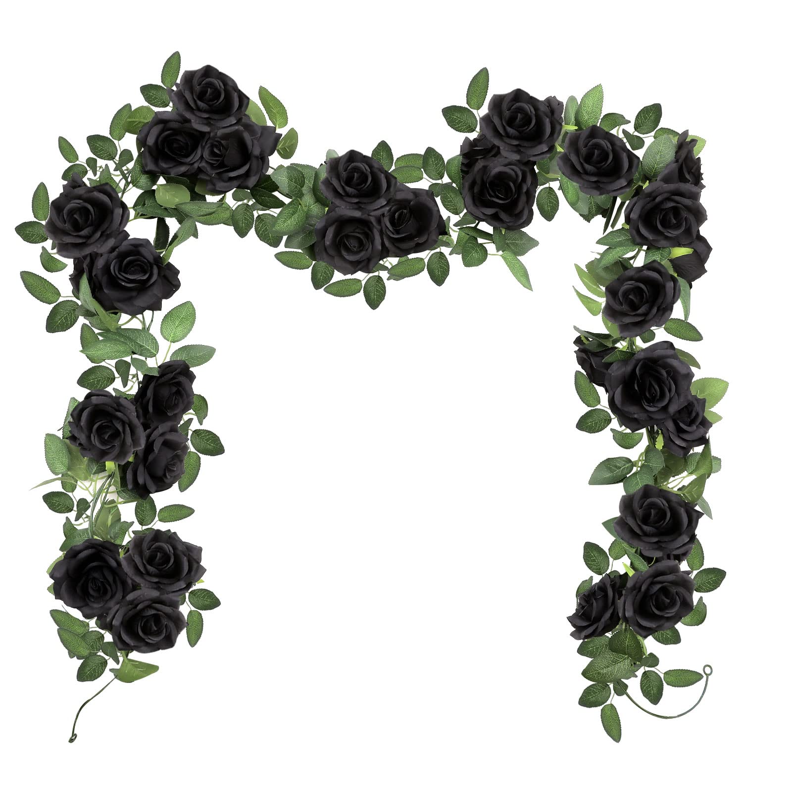 SHACOS 3pcs Artificial Flower Garland 3 Strand 6.0 m Fake Rose Garland Artificial Flowers Hanging Rose Vines for Wedding Garden Party Home, Black