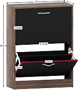 Vida Designs Walnut and Black 2-Drawer Shoe Cabinet Wardrobe Hallway Storage view 3