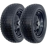 2-Pack Small 13x5.00-6 Flat Free Tire with Rim,2.25" Offset Hub with 5/8" Ball Bearing,Diameter 12.2",Width 3.6" w/Grease Fitting,300lbs Capacity,13x5-6 No-Flat Solid Wheel,for Lawn mower,Garden Cart