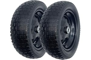 MERRYYARD 2-Pack Small 13x5.00-6 Flat Free Tire with Rim,2.25" Offset Hub with 5/8" Ball Bearing,Diameter 12.2",Width 3.6" w/Grease Fitting,300lbs Capacity,13x5-6 No-Flat Solid Wheel,for Lawn mower,Garden Cart