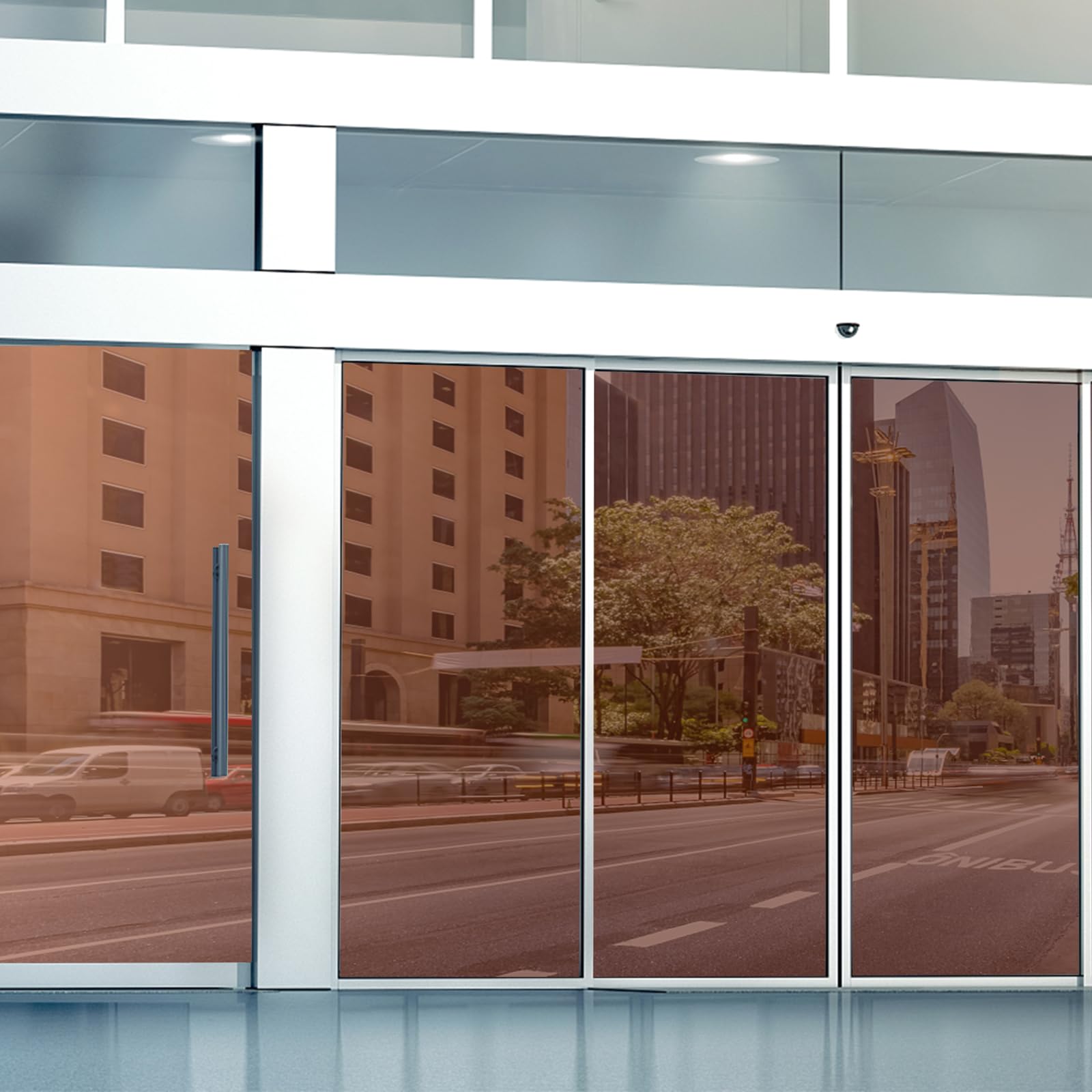 FENTIS One Way Silver Mirror Glass Film Reflective Window Film Heat Control Anti UV Window Brown Tint Sun Block Window Sticker Solar Control Insulation Mirrored Roll for Home and Office 44.5x200cm