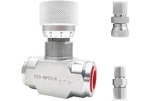 Cplbrb 3/8" New Hydraulic adjustable Flow Control Two-way Valve With 2 Pcs Pipe Adapter,Throttle Check Valve 5800PSI For Hydraulic Oil Gas