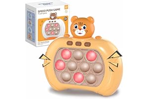 Azyh Quick Push Game Fidget Toys Pro for Kids Adults, Handheld Game Fast Puzzle Game Machine, Push Bubble Stress Toy, Relief Party Favors, Holiday, Birthday Gifts for Kids (Yellow Tiger)