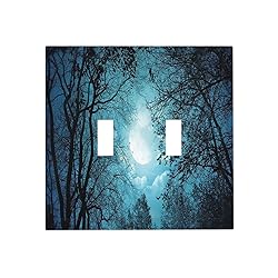 Spshian Light Switch Cover Teal Full Moon Forest 2