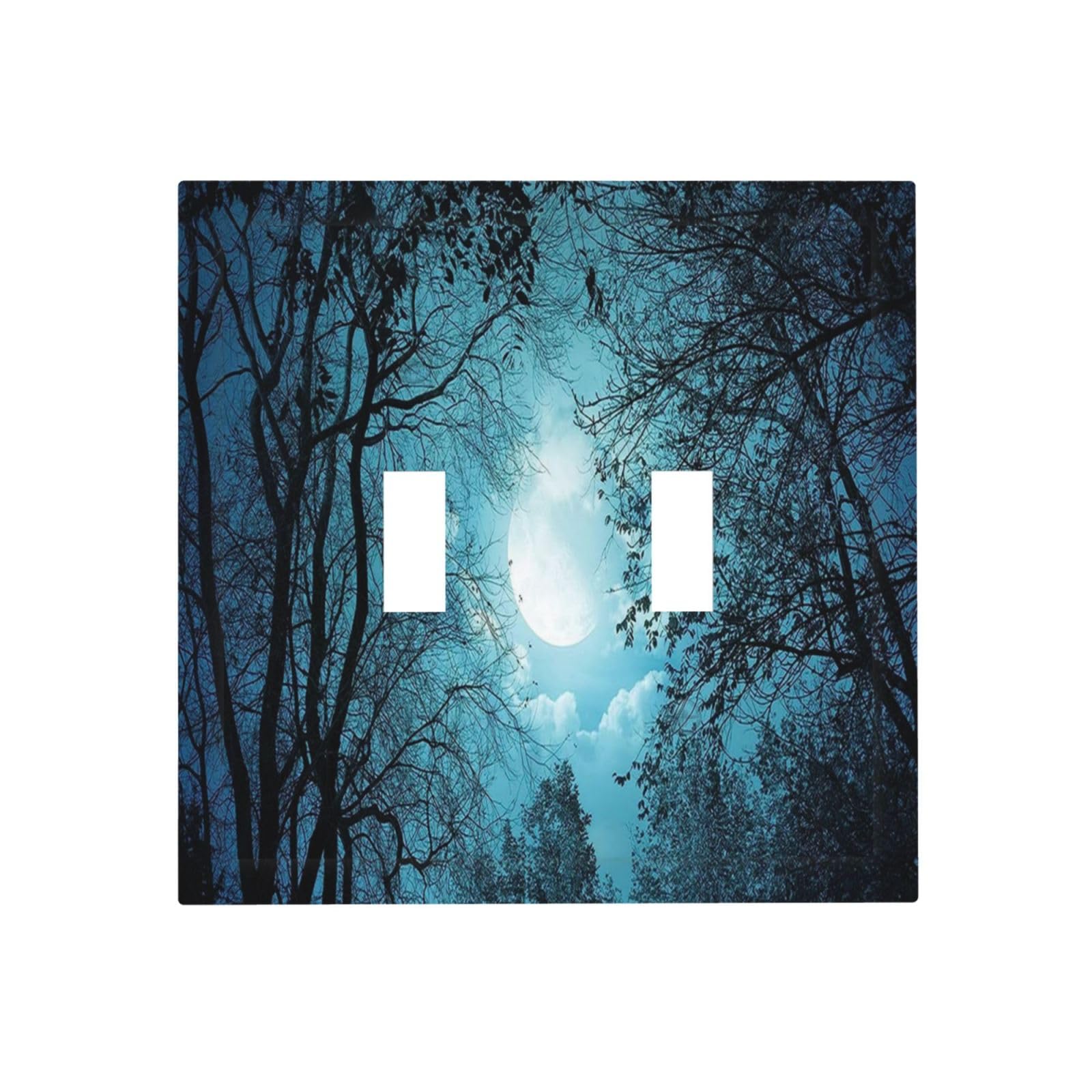 Spshian Light Switch Cover Teal Full Moon Forest 2