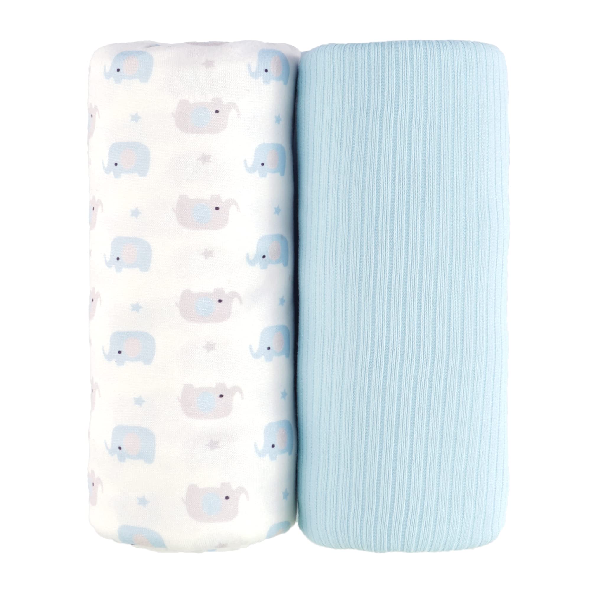 Photo 1 of lasoftan Jersey Swaddle Blanket, Ultra Soft Stretchy Receiving Blanket, Baby Boy Newborn Swaddle Wrap, 40 x 30 inches, 2 Pcs, Elephant