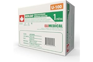 REDLEAF 30G 5/16 In. 1mL/cc Insulin Syringe, Pharma Pack 10 x10, Reorder 10E3008