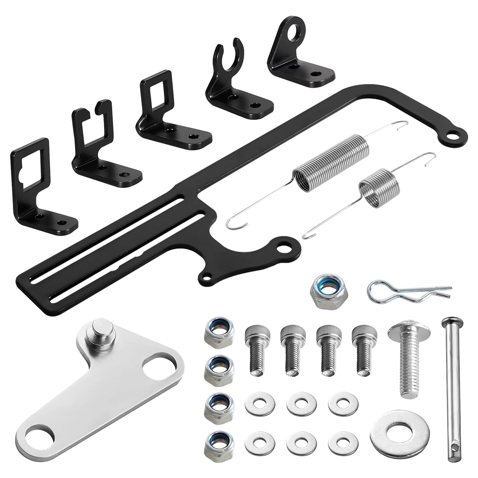 Photo 1 of 304147 EZ EFI Car Cable Mount Kit, Black Steel Adjustable Carburetor Throttle Cable Mount Bracket, Fit for Automatic Transmission TV Cables & GM 700R4 transfer