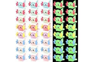 Fuyamp 40Pcs Luminous Mini Axolotl Resin Miniature Glow in The Dark Tiny Axolotl Charms Figures for Landscape Aquarium Dollhouse Garden Potted Birthday Party Room Moss Crafts Decor(8 Colors)