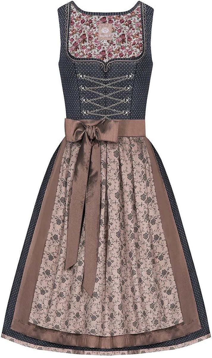 Moser Trachten Midi Dirndl 65er Antracita Taupe Marta 005203, Longitud de la Falda: Aprox. 65 cm ...