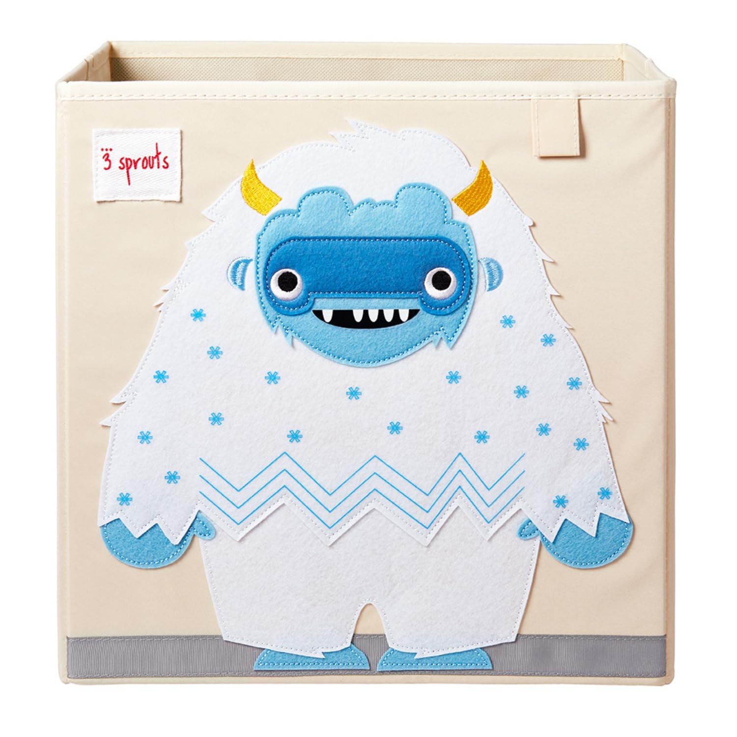 3 Sprouts Toy Storage Cube - 13 inch Kids Cube Storage Box - Collapsible Fabric Organiser Bin for for Nursery, Children’s Room, Kids Playroom, Yeti