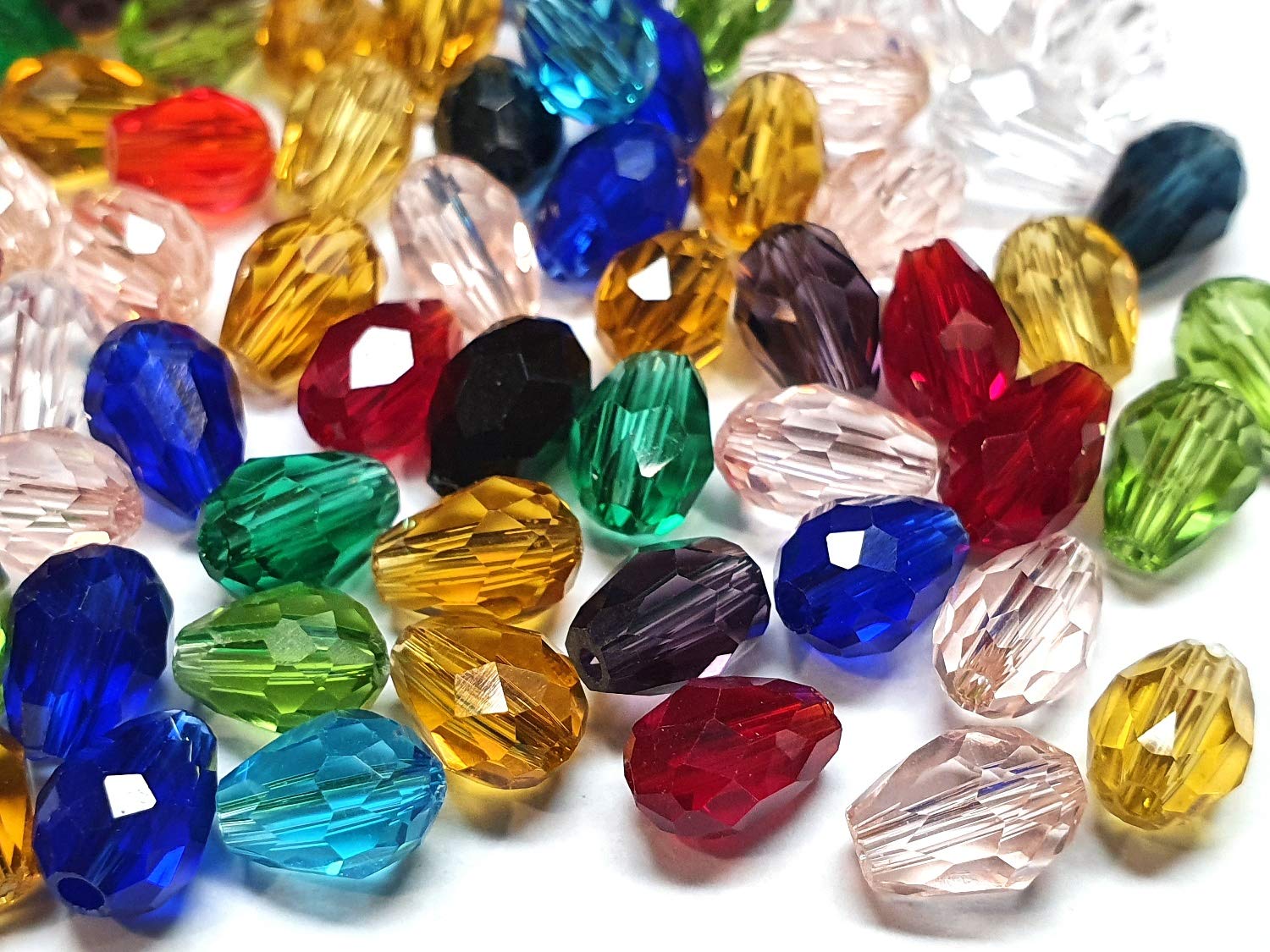 Perlin Pack of 50 Czech Crystal Beads – Clear, 8 mm x 6 mm Drop Shape Glass CRAFT_BEAD