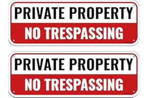 PHTTULE Private Property No Trespassing Sign 2 Pack, 10 x 3.5 inches Sturdy Rust Free Aluminum Sign for Home and Business