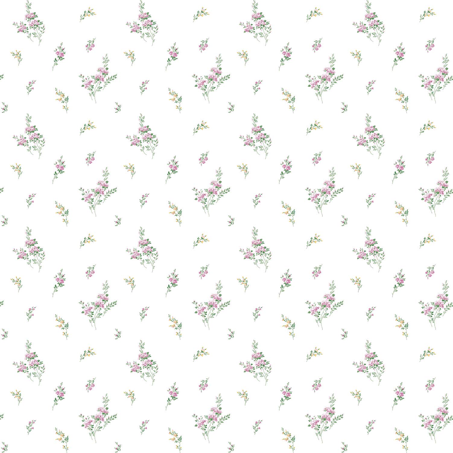 Galerie G67918 Miniatures 2 Small Flower Sprigs Design Wallpaper, Pink/White, 10m x 53cm