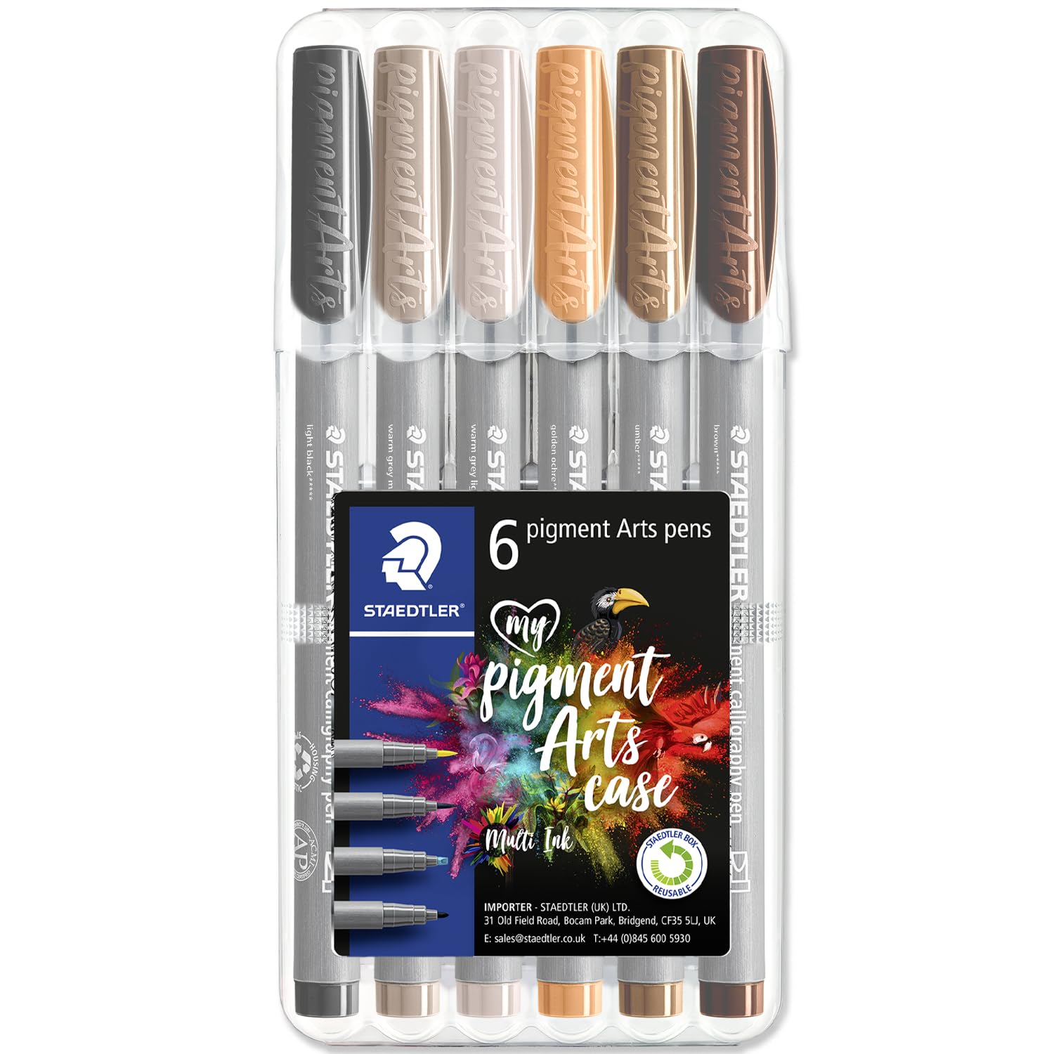 STAEDTLER 375 Pigment Calligraphy Pens | Pigment Arts Chisel Tip Pen | Ideal for Calligraphy, Lettering, Drawing, Illustrations (Sepia Wallet of 6)