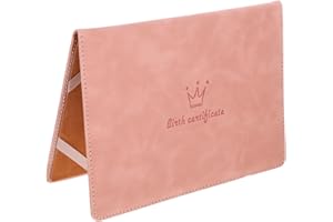 SHINEOFI Birth Certificate Cover Document Organizer Pink Medical Card Holder Diploma Holder Social Security Card Protector Document Covers Crown Skin Insurance Card