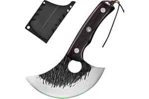 FULLHI Kitchen Knife with Guard, Multi-Color Handle Cleaver Knife for Slicing, High Carbon Steel Forged Full Tang Chef Knife 