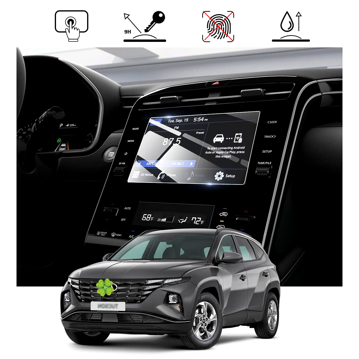 Ruiya for Hyundai Tucson NX4 2021 2022 2023 Navigation Screen Protector, 8 Inch Tempered Glass Protective Film Tucson Screen Protector HD GPS Devices Touchscreen Protective Film Scratch-Resistant — image 1