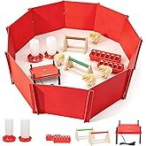 GIFANK Chick Brooder Box Small Animal Playpen Chick Starter Kit Brooding Playpen with Chicks Heating Plate Perch Feeder Waterer for Duck and Quail Chicken Supplies