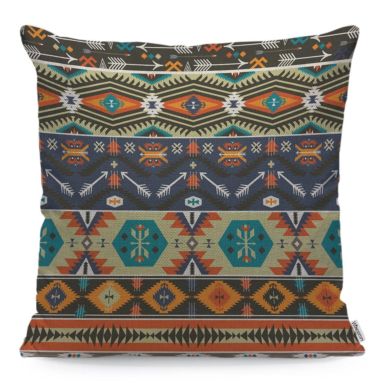 WONDERTIFY Aztec Pattern Cushion Cover Navajo Style Tribal Ethnic African American Decorative Throw Pillow Covers For Couch, Bed Sofa Pillows Case Colorful 45X45 Cm