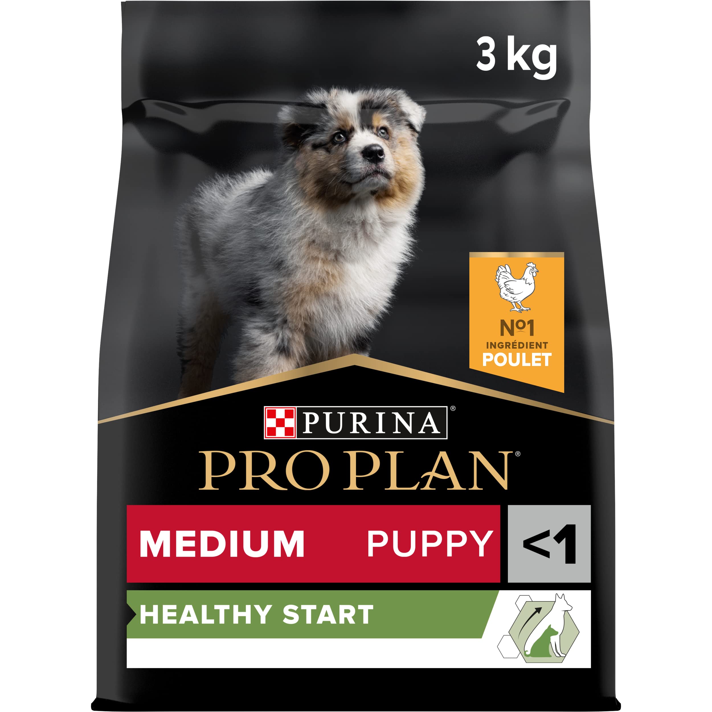 PRO PLAN Medium Puppy Healthy Start up to 12-15 Months Dry Dog Food Chicken 3kg Pack