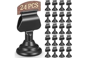 Kathfly 24 Pcs Metal Table Number Holders 1.7 Inch Black Mini Place Card Holders Bulk Harp-clip Table Sign Stands Card Holder Display Picture Memo Notes Menu for Weddings Restaurants Birthday Decor