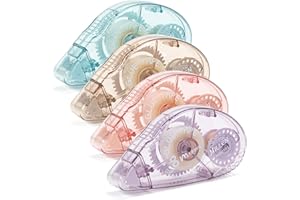 Huiruso 4 Pack Double Sided Tape Roller, Scrapbook Supplies, Glue Tape Roller for Crafts, Double-Sided Adhesive Tape Runner for scrapbooking, School Office Journaling Supplies (0.31 inch X 26.25 feet)