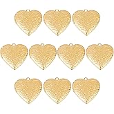Framendino, 10 Pack Gold Stainless Steel Heart Locket Photo Picture Charms Pendants for Jewelry Making