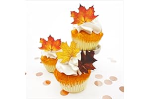 SUGAR ROBOT INC. Edible Fall Leaves Assorted Set of 24 - Wafer Cake & Cupcake Toppers - edible fall leaves for cake decorating - fall cupcake toppers