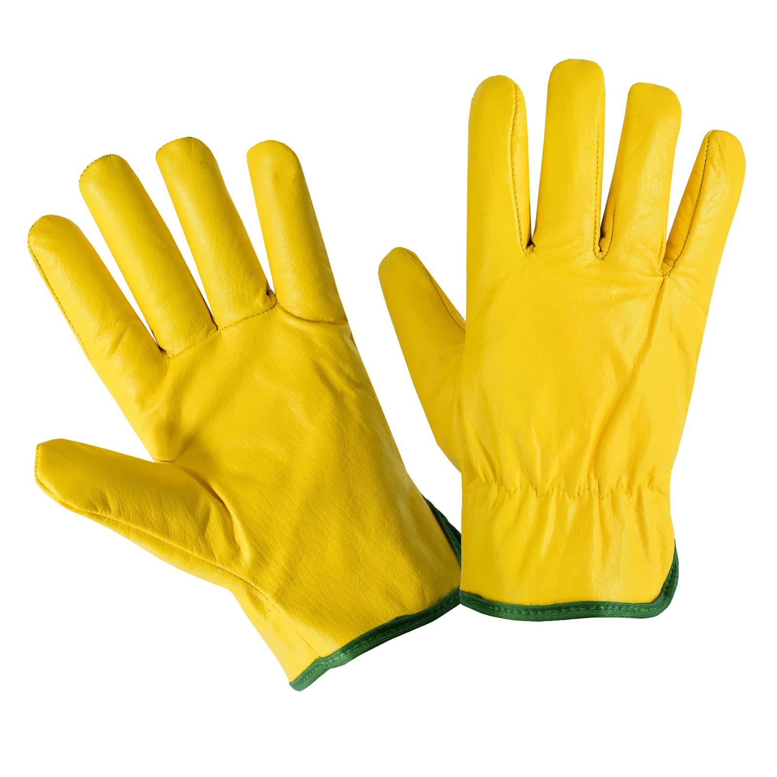 Leather Fleece Lined Safety Work Gloves Lorry Driver, Yard Work, Gardening, Warehouse, Construction, Farm DIY Workers Gloves (M)