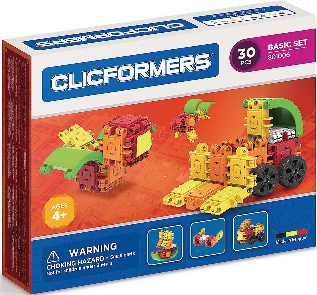 Clicformers Building Blocks for Children from 3 Years, Creative Learning Toy in 30-Piece Base Set, Plug-In Game for Boys and Girls, Educational Montessori Building Toy, STEM Toy