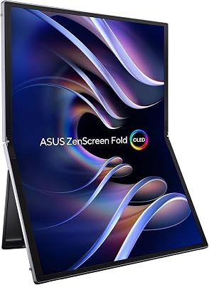 ZenScreen Fold OLED MQ17QH Monitor portátil OLED QHD, 2560x1920, de 17.3 Pulgadas, tecnología de Plegado, DisplayHDR 500, 100% DCI-P3, USB Tipo-C, Mini-HDMI, Orificio para trípode, Soporte, FSC