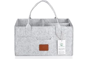 Tuyeabc Baby Diaper Caddy - Enlarge Nursery Storage Bin and Car Organizer for Diapers and Wipes - Storage Basket for Newborn Essentials, Gift for Baby Shower and Registry Must(Gray)