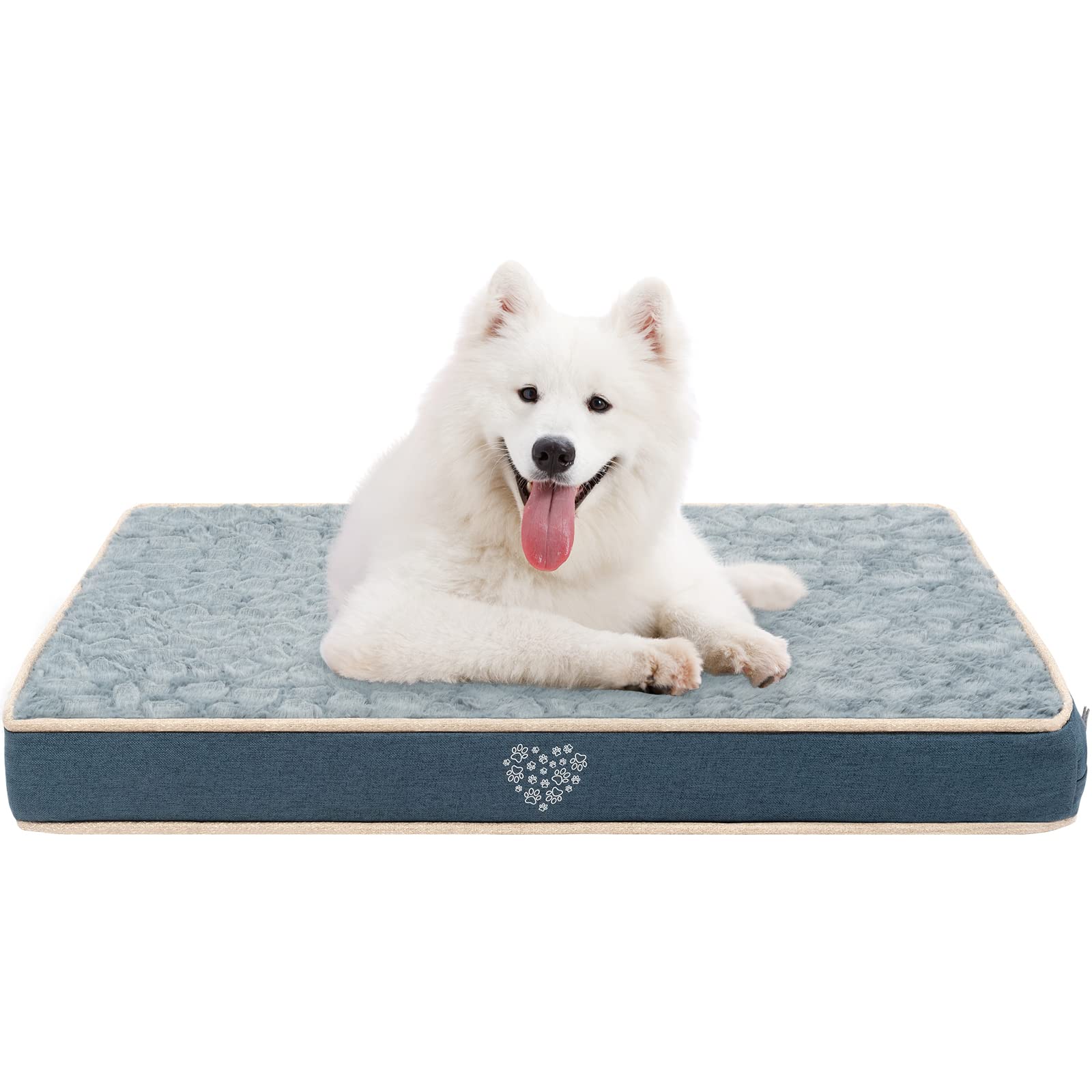 Photo 1 of VANKEAN Waterproof Dog Pad Bed Mat Reversible (Warm&Cool), Removable Washable Cover & Waterproof Inner Lining, Pet Mattress for Cats and Dogs, Joint Relief Crate Bed, Navy