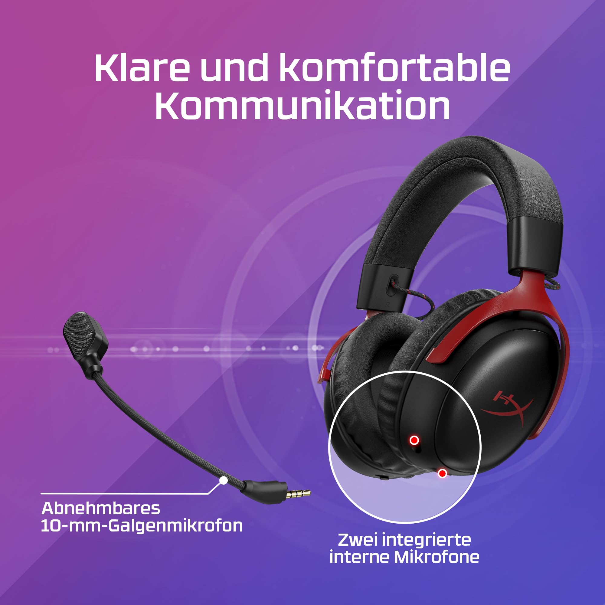 HyperX Cloud III S – Kabelloses Gaming-Headset, Multiplattform, 2,4 GHz, Bluetooth, Akkulaufzeit bis zu 120 Stunden, 2,4 GHz, 53-mm-Neigungstreiber, 10-mm-abnehmbares Mikrofon – Schwarz 9