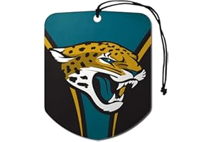 FANMATS 61573 NFL Jacksonville Jaguars Hanging Car Air Freshener, 2 Pack, Black Ice Scent, Odor Eliminator, Shield Design with Team Logo