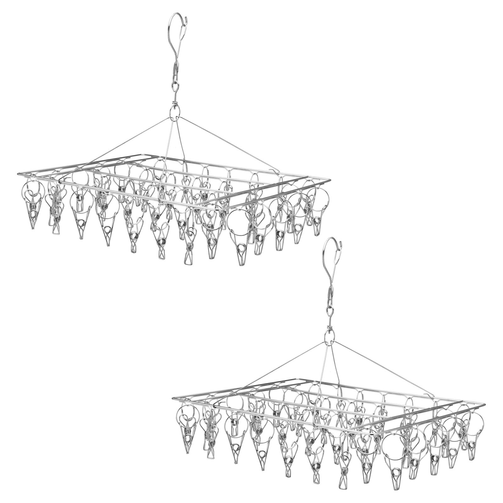 KEILEOHO 2 Pack Folding Sock Dryer, Underwear Hanger with 40 Pegs, Stainless Steel Sock drying rack for Drying Clothing, Towels, Underwear