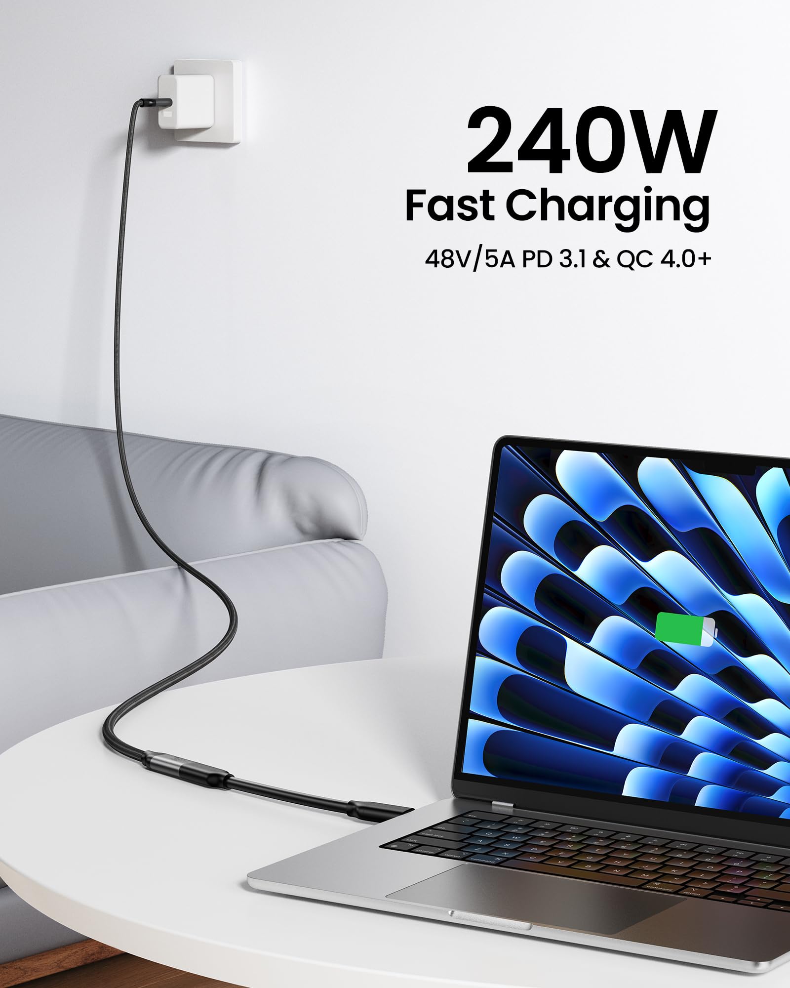 Silkland USB 4 Extension Cable for Thunderbolt 4, [40Gbps/240W/8K] USB C Extender 3.3ft, 8K@60Hz Type C Video Cord Male to Female Compatible for USBC Hub/iPhone16/MacBook/iPad/Mag Safe