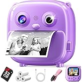 Kids Camera Instant Print- Christmas Birthday Gifts for Girls Boys Age 3-12 Years Old- 1080P HD Video Digital Camera with Photo Printing- Toddlers Portable Toys for Travel- Purple