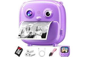 PLOOMEN Kids Camera Instant Print- Christmas Birthday Gifts for Girls Boys Age 3-12 Years Old- 1080P HD Video Digital Camera with Photo Printing- Toddlers Portable Toys for Travel- Purple