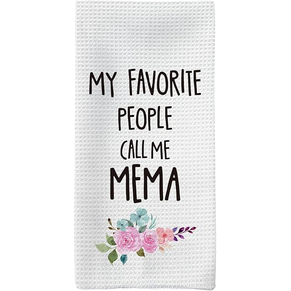 WCGXKO Küchentuch Mit „Mema“-Aufdruck – 40,6 X 61 Cm, Aus Waffelgewebe, Perfekt Als Geschenk Für Omas